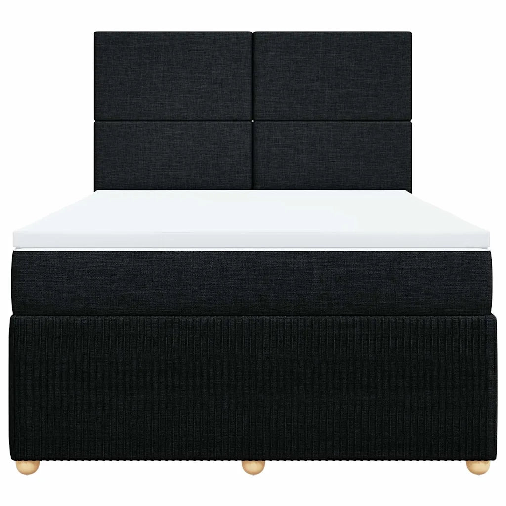 Giroletto a Molle con Materasso Nero 140x200 cm in Tessuto