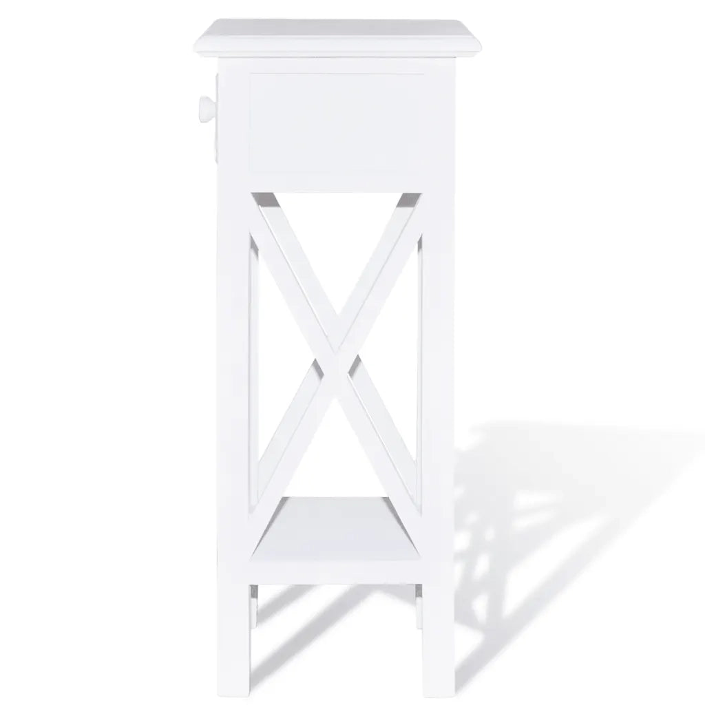 Tavolino Laterale con Cassetto Bianco 241147