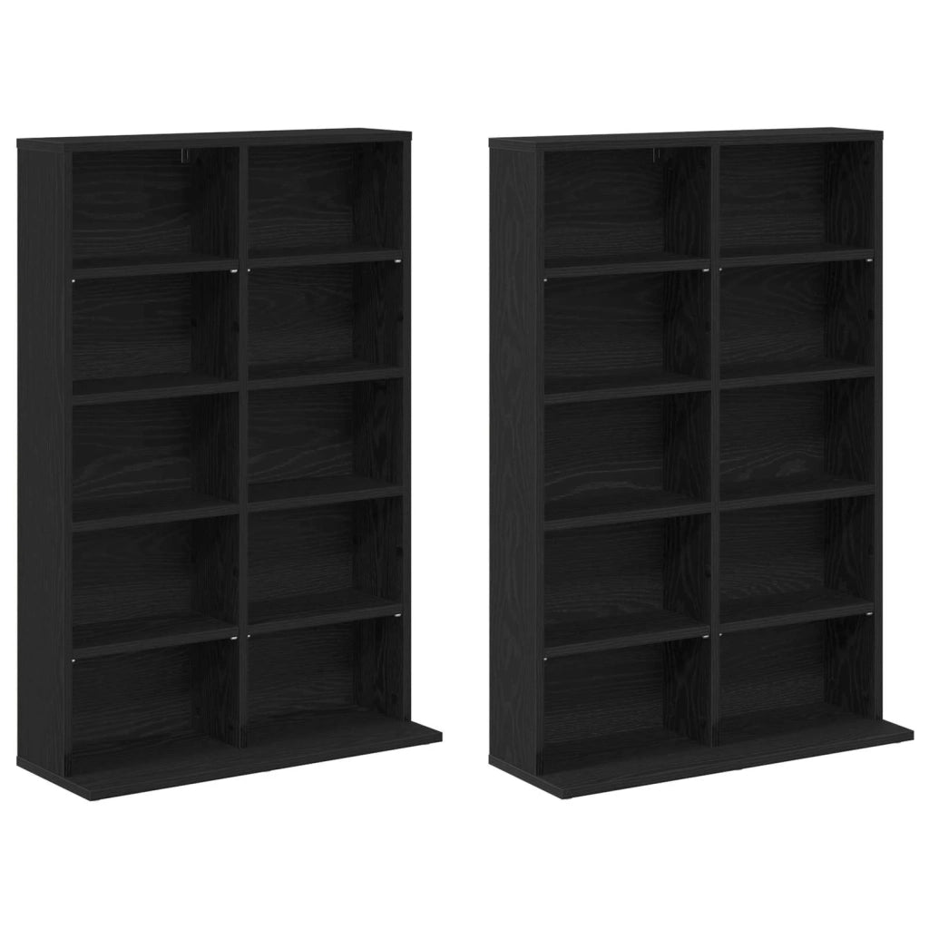 Mobile per CD 2 pz Rovere Nero 65 x 23,5 x 97,5 cm 8012677