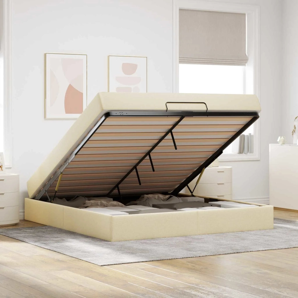 Struttura letto con materasso 2 pcs Crema Tessuto 3399506