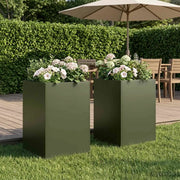 Vaso da giardino 2 pz Verde Oliva 40 x 40 x 75 cm 8005379