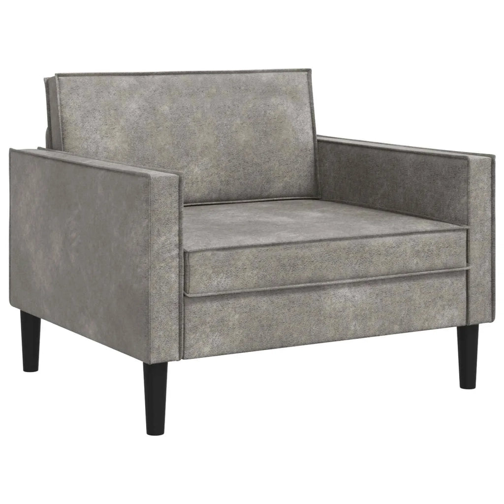 Poltrona XL Grigio Chiaro Pelle Scamosciata Sintetica 42043527