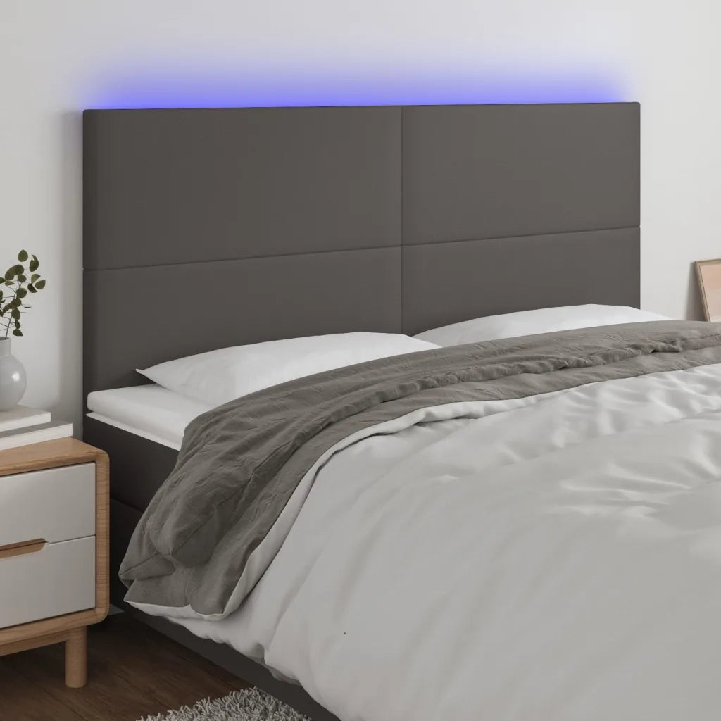 Testiera | Testata a LED Grigio 200x5x118/128cm in Similpelle