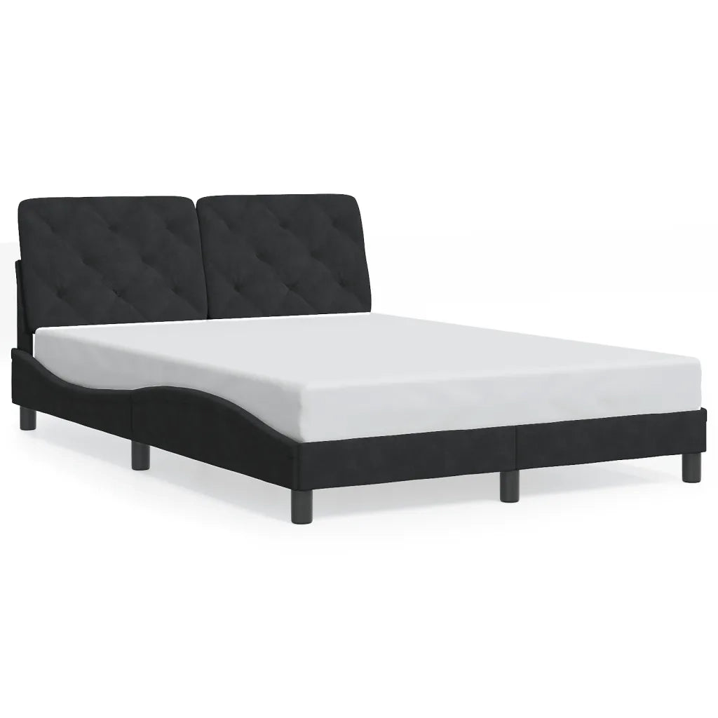 Giroletto con LED senza Materasso-Struttura Letto Nero 120x200 cm in Velluto