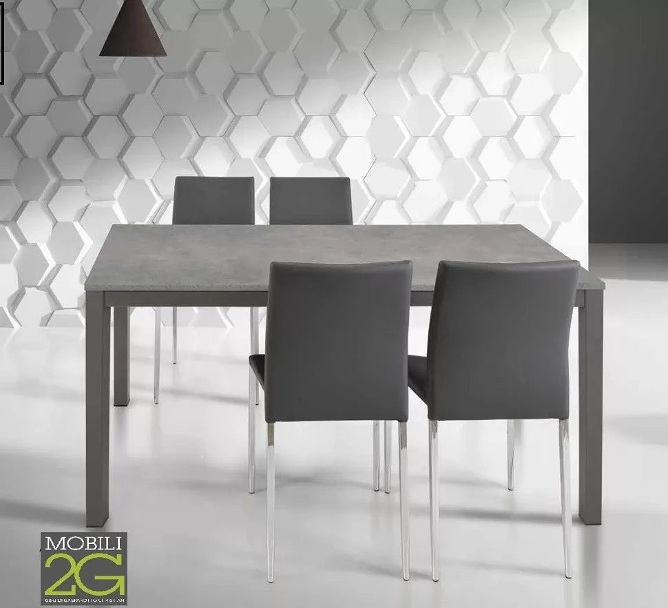 Tavolo moderno grigio cemento allungabile 140x80