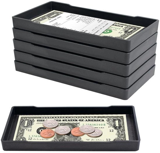 6 Trappole per contanti in plastica per ristoranti e bar - presentazione contanti, carte di credito e fatture - 20 x 10 x 2,1 cm.