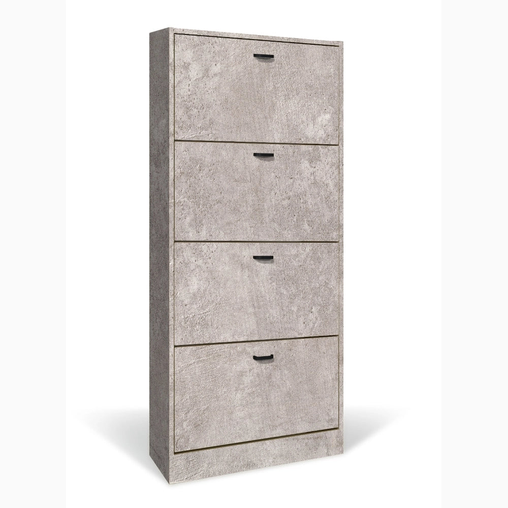 Scarpiera in Legno 4 Ante colore CEMENTO Mobiletto 24 Paia 63x24x150H cm (CD102-CE)