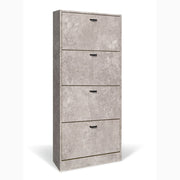 Scarpiera in Legno 4 Ante colore CEMENTO Mobiletto 24 Paia 63x24x150H cm (CD102-CE)