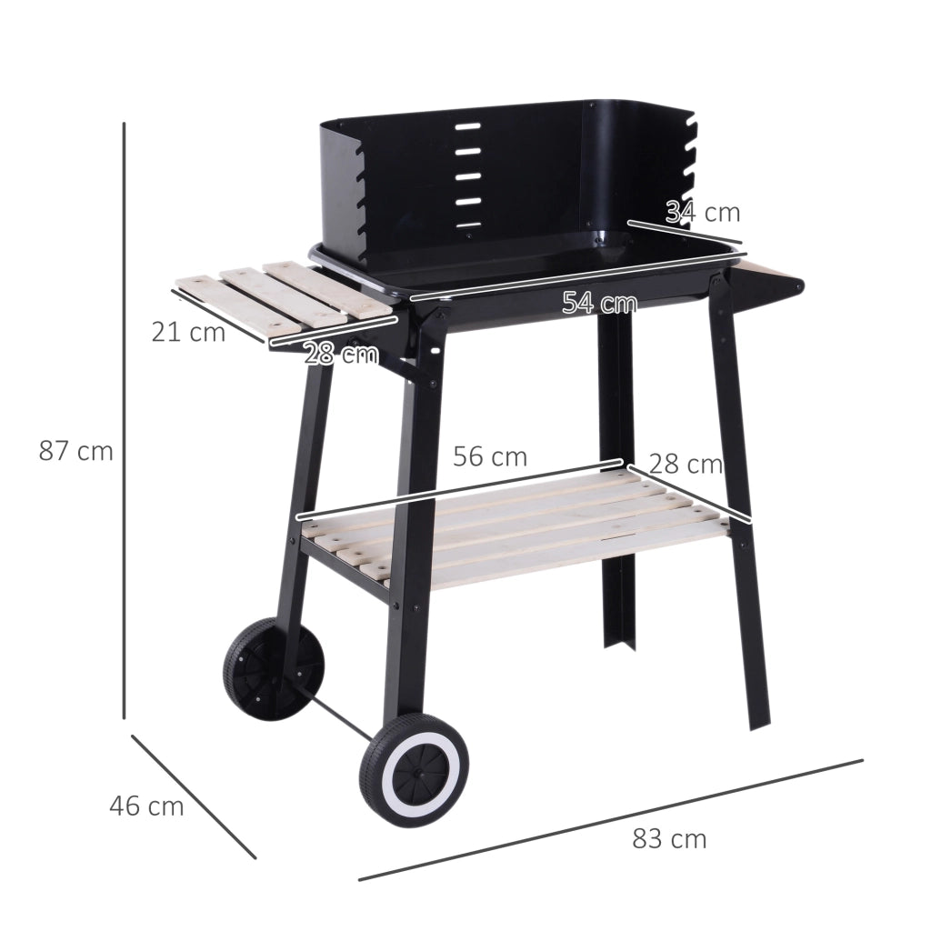Barbecue a Carbone con Griglia Regolabile ¨C zephmum ¨C Nero, Acciaio, 83x37x87cm