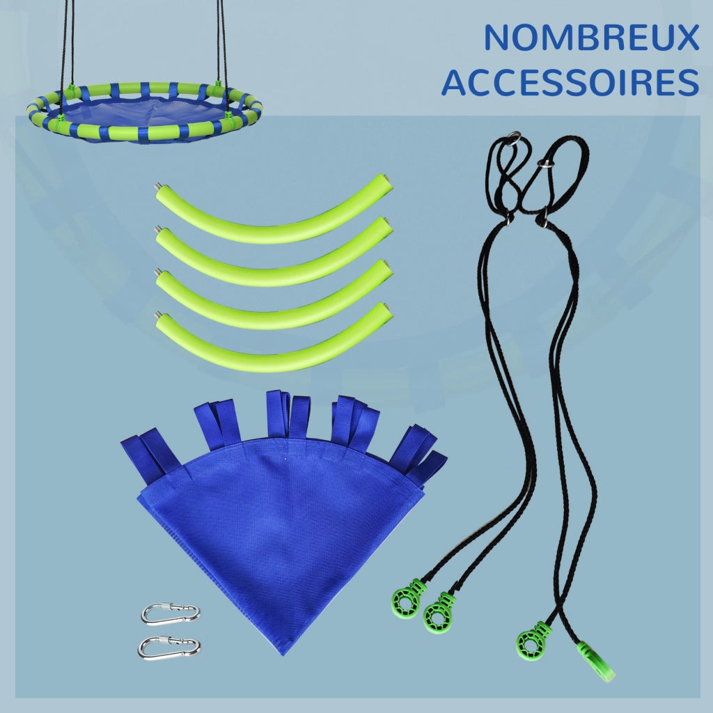 Altalena nido rotonda ? 100 cm ¨C Xylo ¨C blu, carico 150 kg, altezza regolabile per giardino