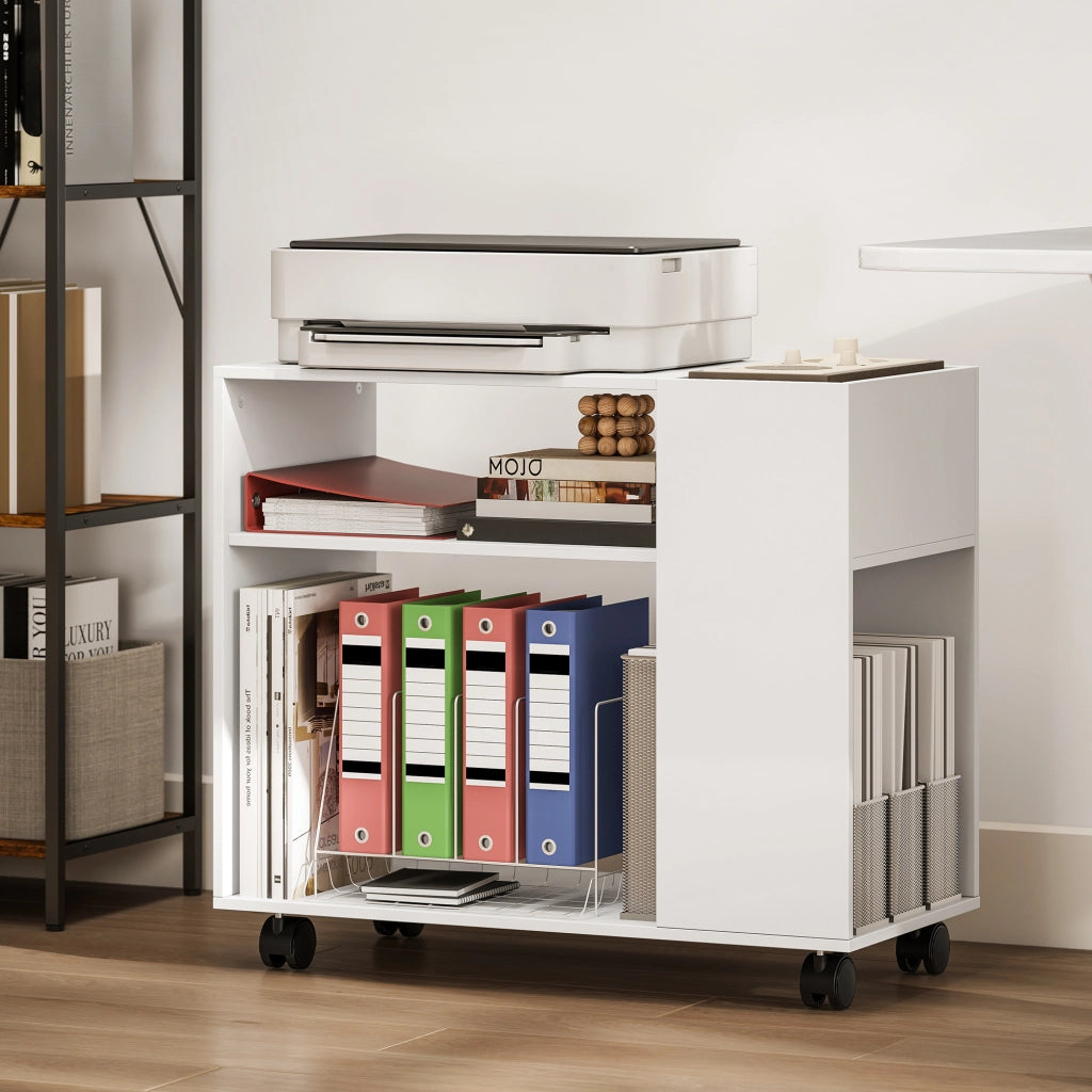 Mobile Porta Stampante con Ripiani e Scomparto ¨C Xylo ¨C Bianco 70x34x60 cm