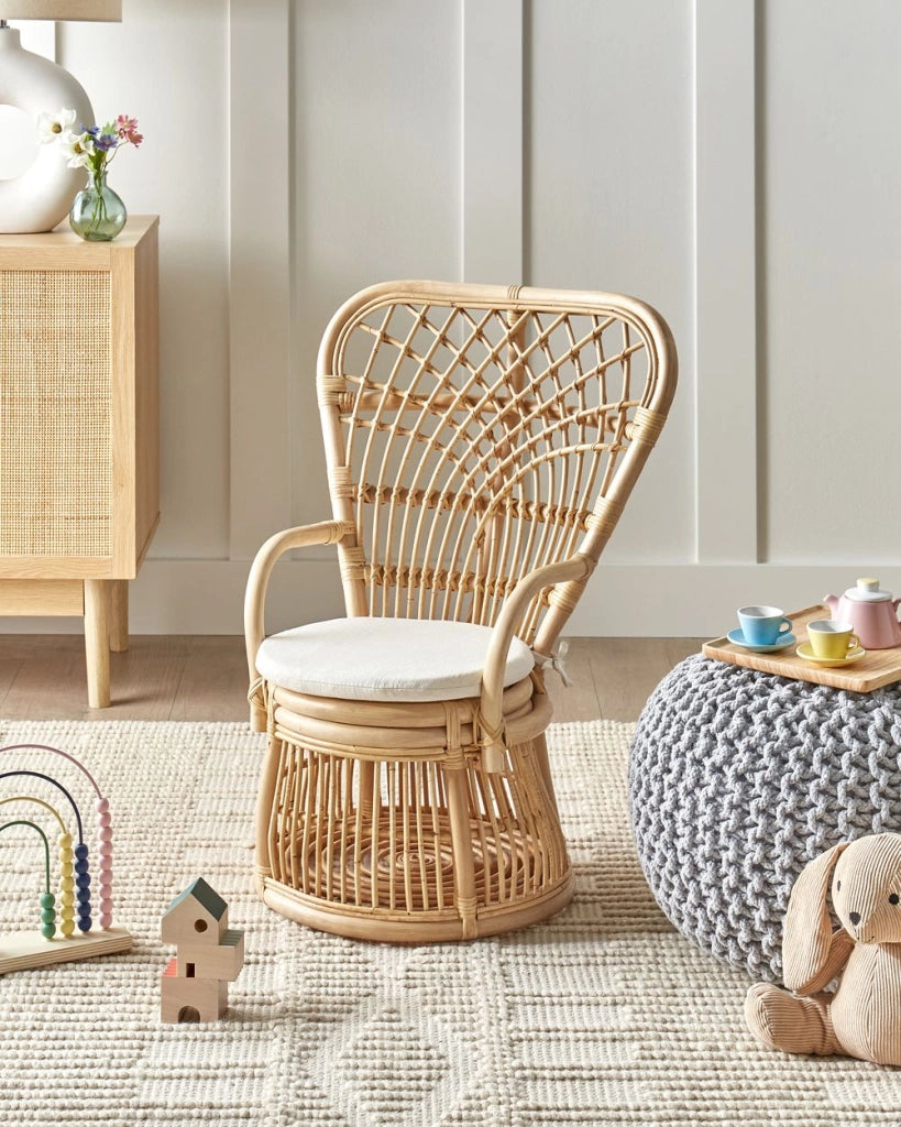 Sedia per bambini in rattan naturale Patio esterno interno Boho fatto a mano