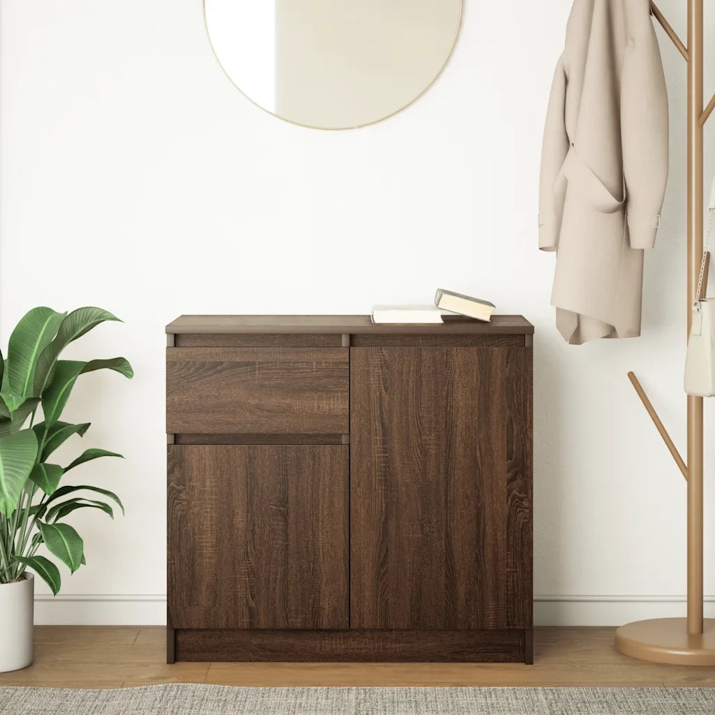 Credenza con Cassetto-Buffet-Armadio da cucina Rovere Marrone 71x35x65 cm in Truciolato 139319