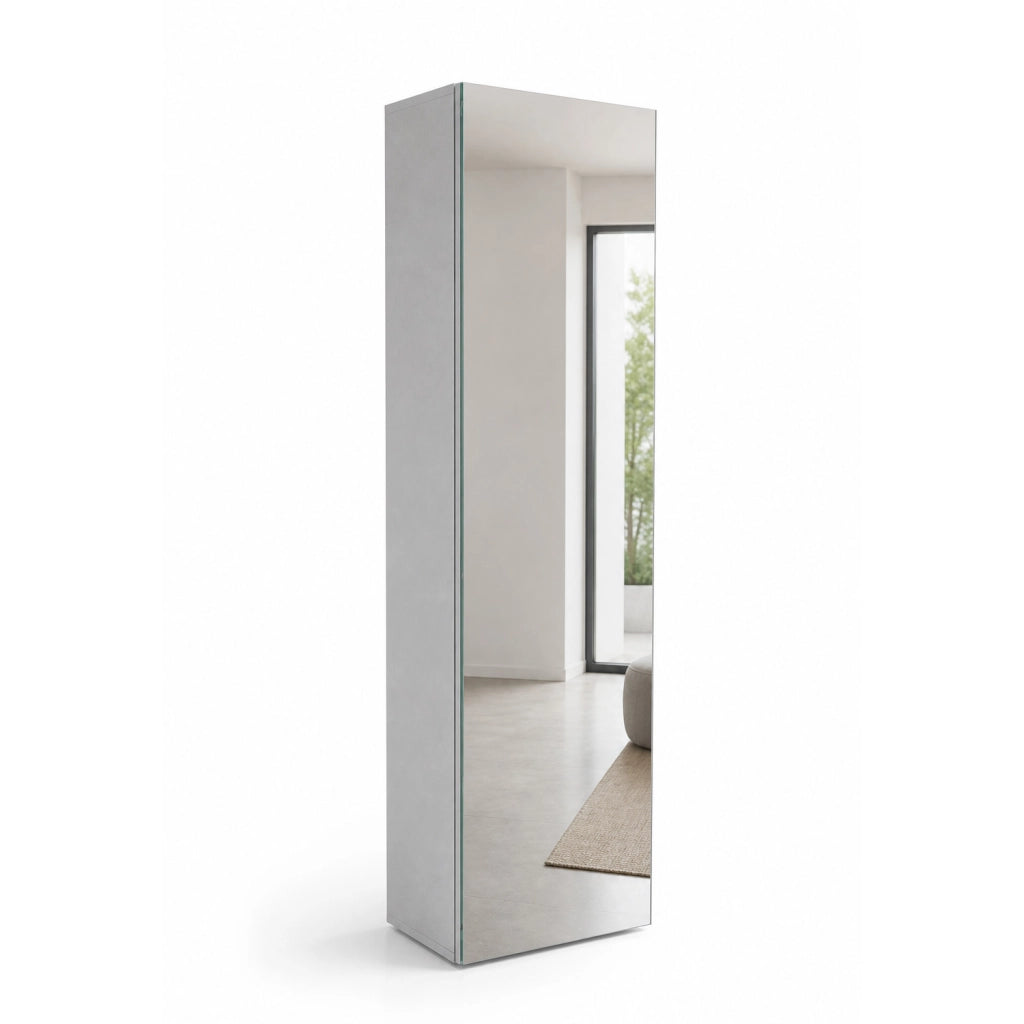 Scarpiera con Specchio Salvaspazio 7 Ripiani Per 14 Paia Di Scarpe Anta Reversibile Design Moderno Ingresso Camera Cameretta Minimal 160 x 52 x 23 Cm Bianco Lucido
