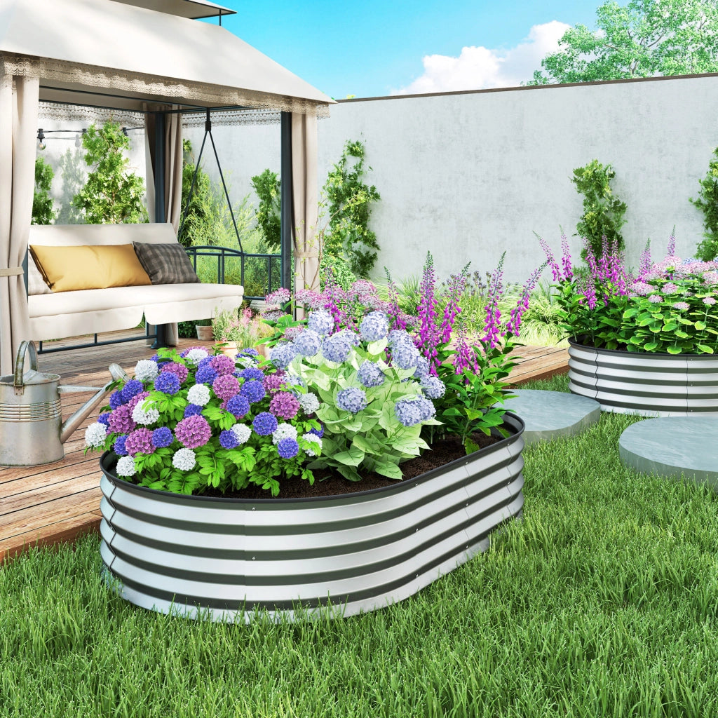 Letto Giardino rialzato ¨C Zephmum ¨C Acciaio galvanizzato 152x91x30 cm Argento