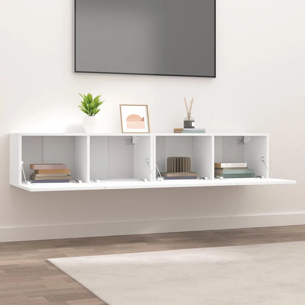 Mobili TV 2 pz-Credenza TV-Console TV Bianchi 80x30x30 cm in Legno Multistrato