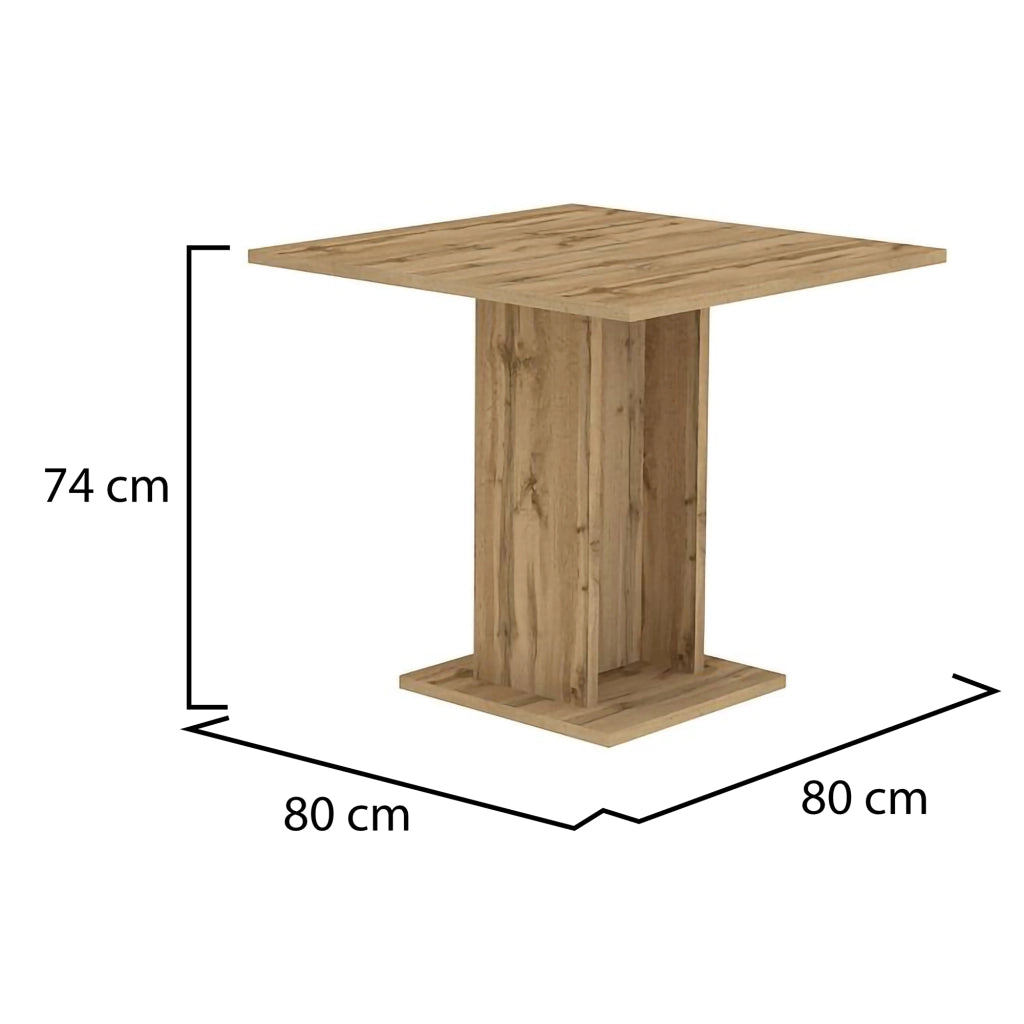 Litasili, Tavolo Fisso 4 Posti, 80x80x74h cm Marrone Rovere Scuro