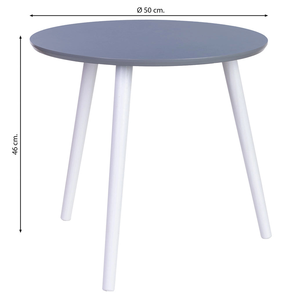 Tavolino ausiliario in legno con 3 gambe nere 50x50x46h cm