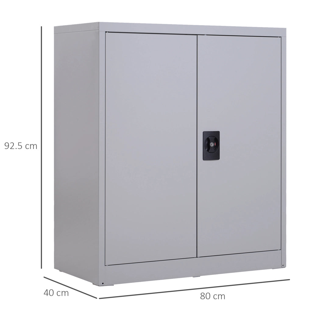 Easycomfort Armadietto Mobile Ripiano Regolabile Chiusura di Sicurezza per Casa Ufficio Garage Acciaio 80x40x92.5cm Grigio