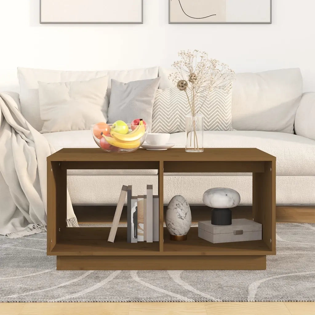 Tavolino da Salotto ambra 80x50x40 cm Legno Massello di Pino 814437