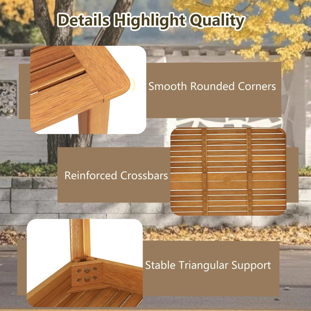 Tavolo in legno per esterni, 100/170/200 cm, tavolo da giardino in legno di acacia con foro di 5 cm, per cortile, veranda e giardino, resistente alle intemperie (170 x 90 cm)