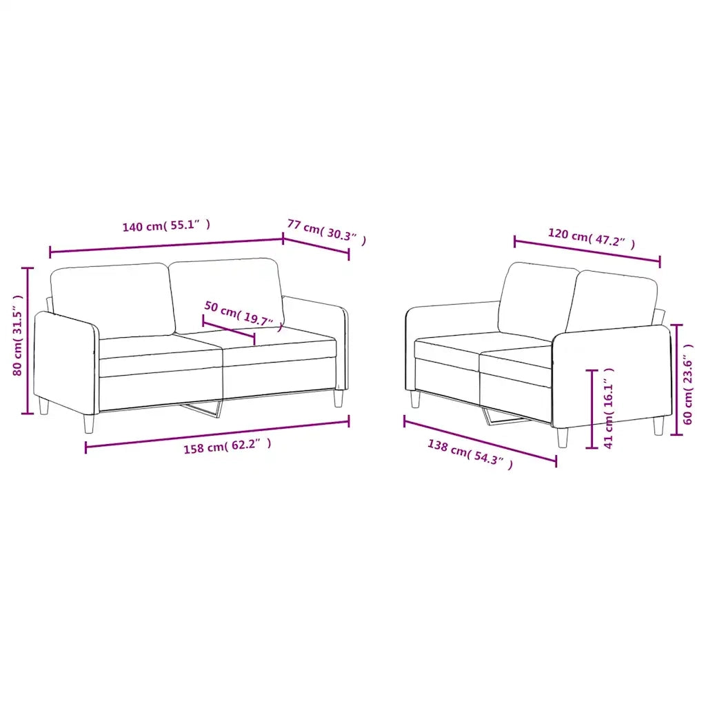 Set di Divani 2 pz Marrone in Velluto 3201981