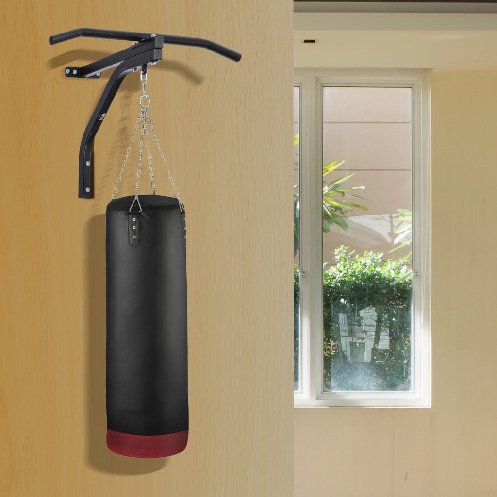 Staffa di supporto per sacco da boxe con barra per trazioni, 93x47x51cm, Nero