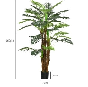 Palma artificiale alta 160 cm con 36 rami, pianta decorativa per interni ed esterni