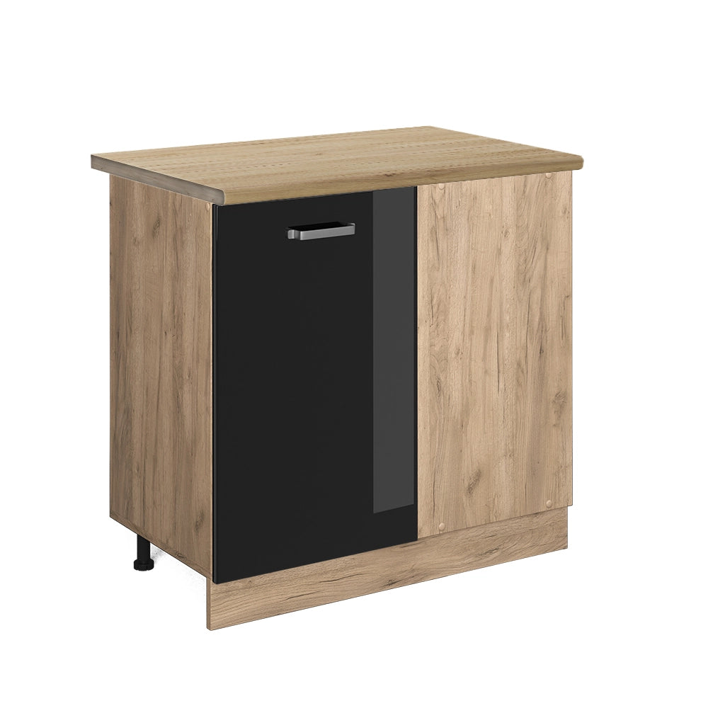 Vicco Mobile ad angolo cucina Nero lucido 86 cm , PL Rovere