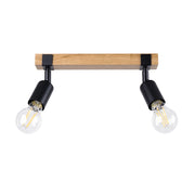 Spot soffitto industriale 2 luci nero/legno E27 LIMERO
