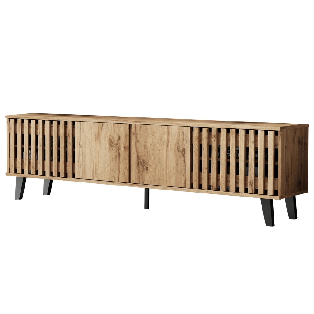Mobile TV ¨C MINIMAL ¨C Legno Naturale, 8 Vani, 180x40x55 cm, per TV fino a 70 Pollici