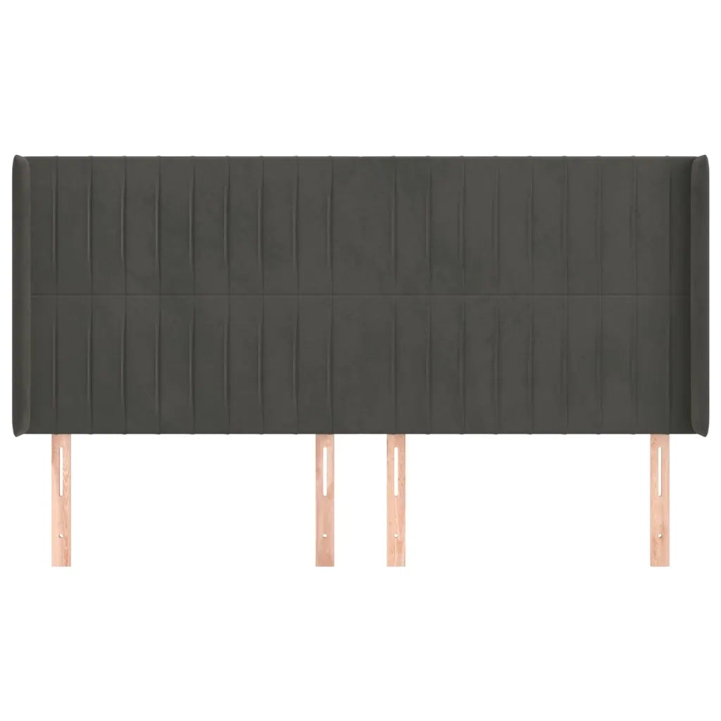 Testiera ad Orecchio GrigioScuro 183x16x118/128 cm in Velluto cod mxl 66639
