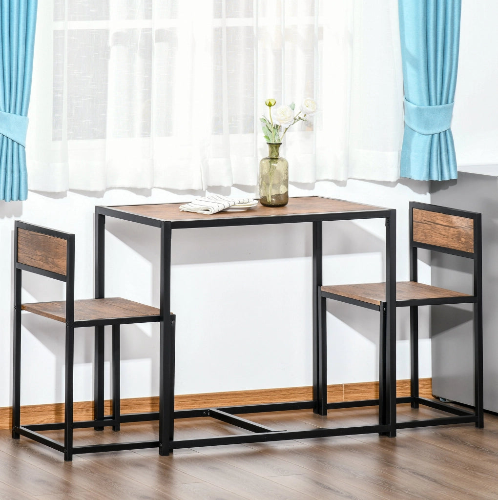 Set da pranzo con tavolo e 2 sedie 90x47x76 cm; compatto; MDF; naturale
