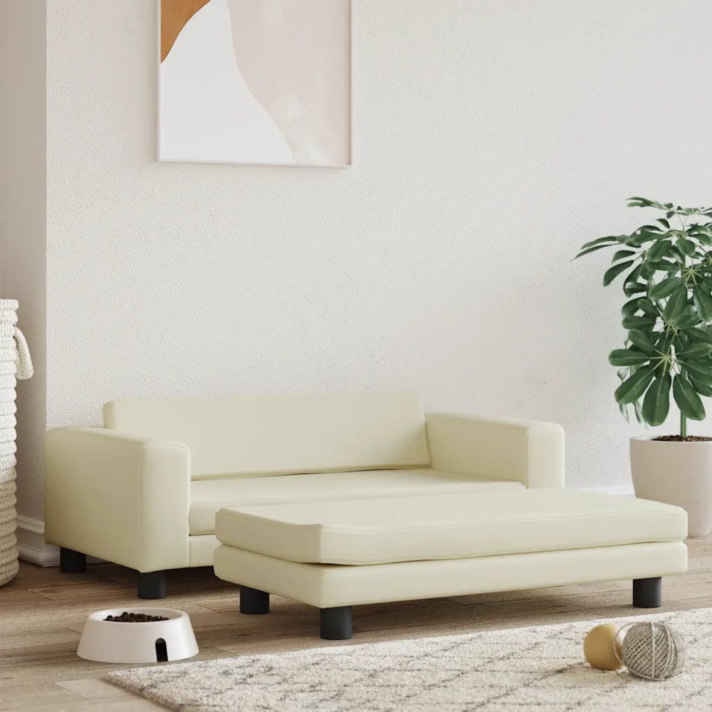 Lettino per Cani con Estensione Crema 100x50x30cm in Similpelle 172027