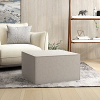 Pouf Poggiapiedi 75x75x41 cm Rivestimento Rimovibile Tessuto Effetto Lino Beige