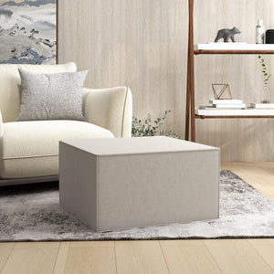 Pouf Poggiapiedi 75x75x41 cm Rivestimento Rimovibile Tessuto Effetto Lino Beige