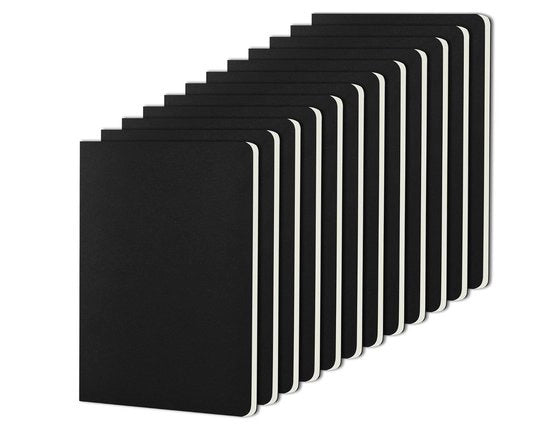 Quaderno di Note A5 Lineato 12 Fogli per Pagina – 60 Pagine per Quaderno – Copertina Nera in Carta Kraft Soft – Quaderno di Note per Viaggio, Scuola e Università