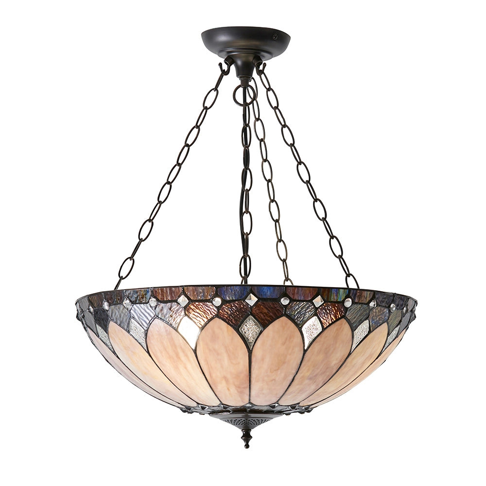 Lampadario Tiffany Brooklyn vetro multicolore 3xE27 60W