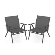 Poltrone da esterno con tessuto a rete traspirante e struttura in metallo con capacit¨¤, Set di 2 sedie da patio per veranda Grigio-Poltrone e sdraio
