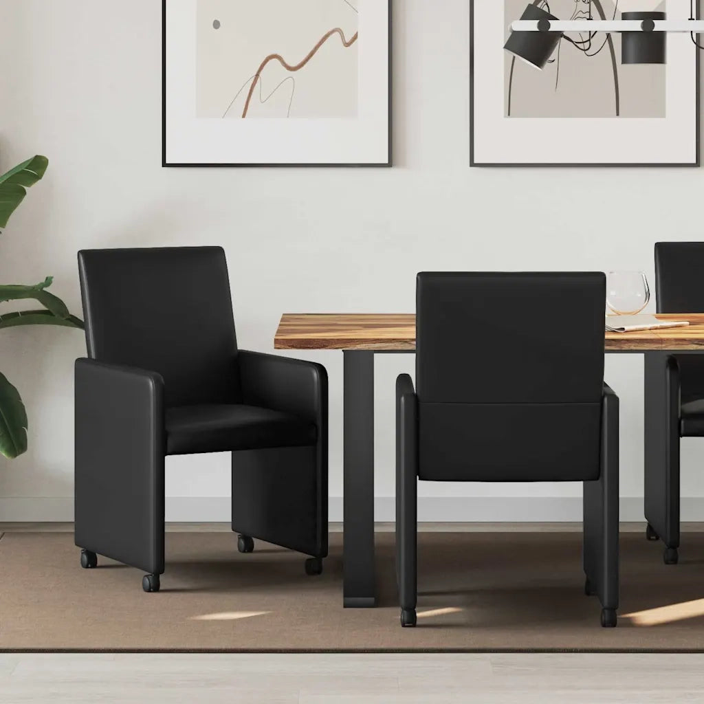 Sedie da Pranzo con Ruote con ruote 2 pcs Nero 57 x 66 x 94 cm 42017823