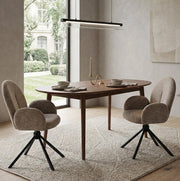 Set di 2 sedie girevoli con braccioli in chenille e metallo nero; taupe