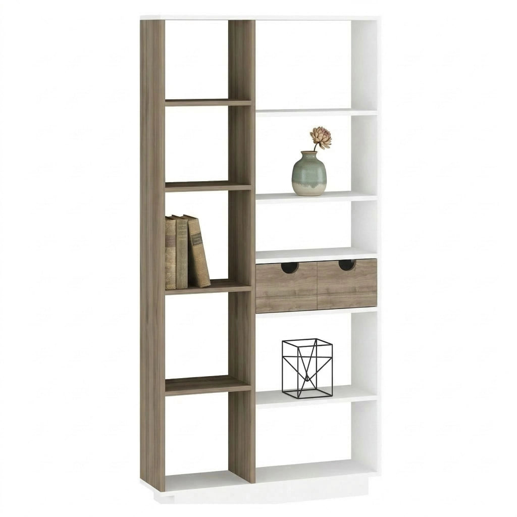 Biblioteca Imer, Libreria 8 Ripiani, 80x25x189h cm Bianco Rovere