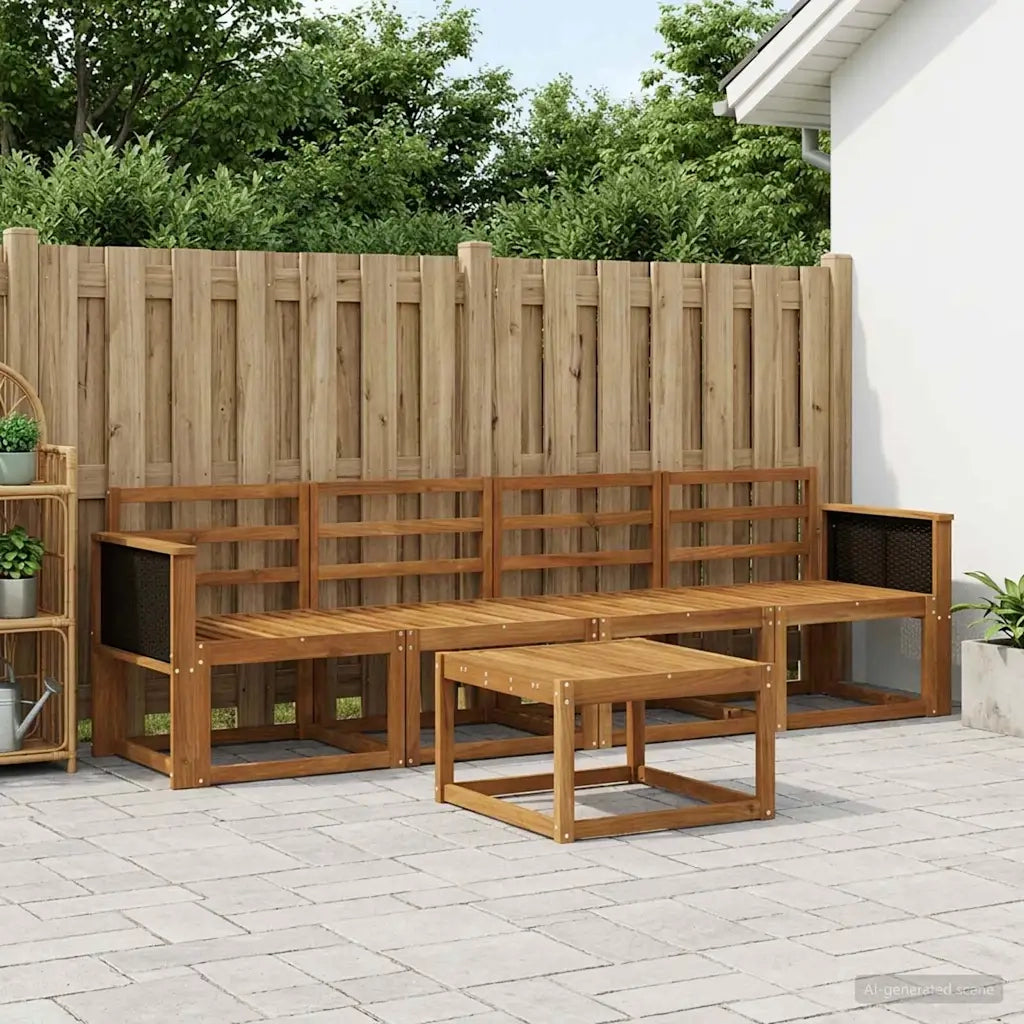 Set di divani da esterno 4 pcs Naturale