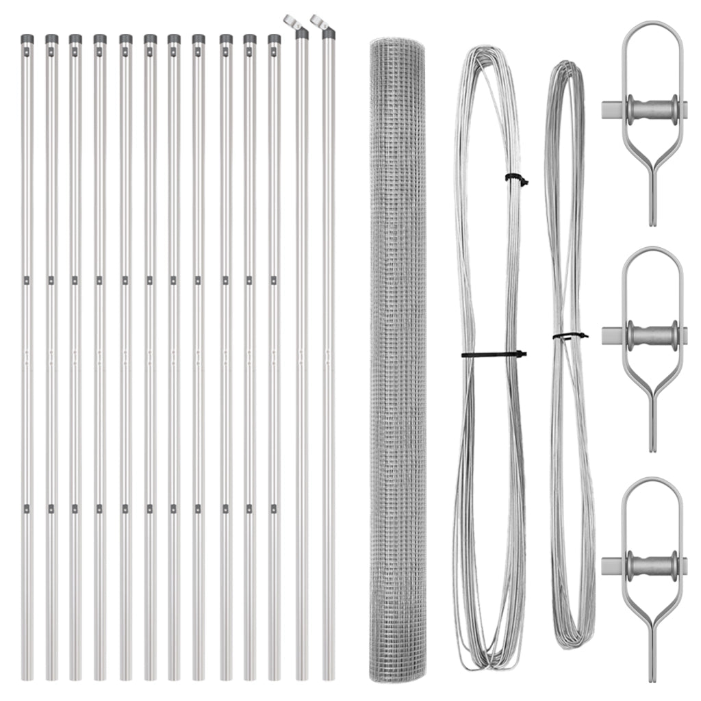 Recinto in Rete Saldato con 13 Pali 1,5x25 m Acciaio Galvanizzato