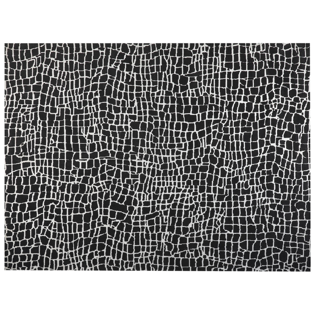 Tappeto moderno in cotone e poliestere bianco e nero 300 x 400 cm soggiorno camera da letto
