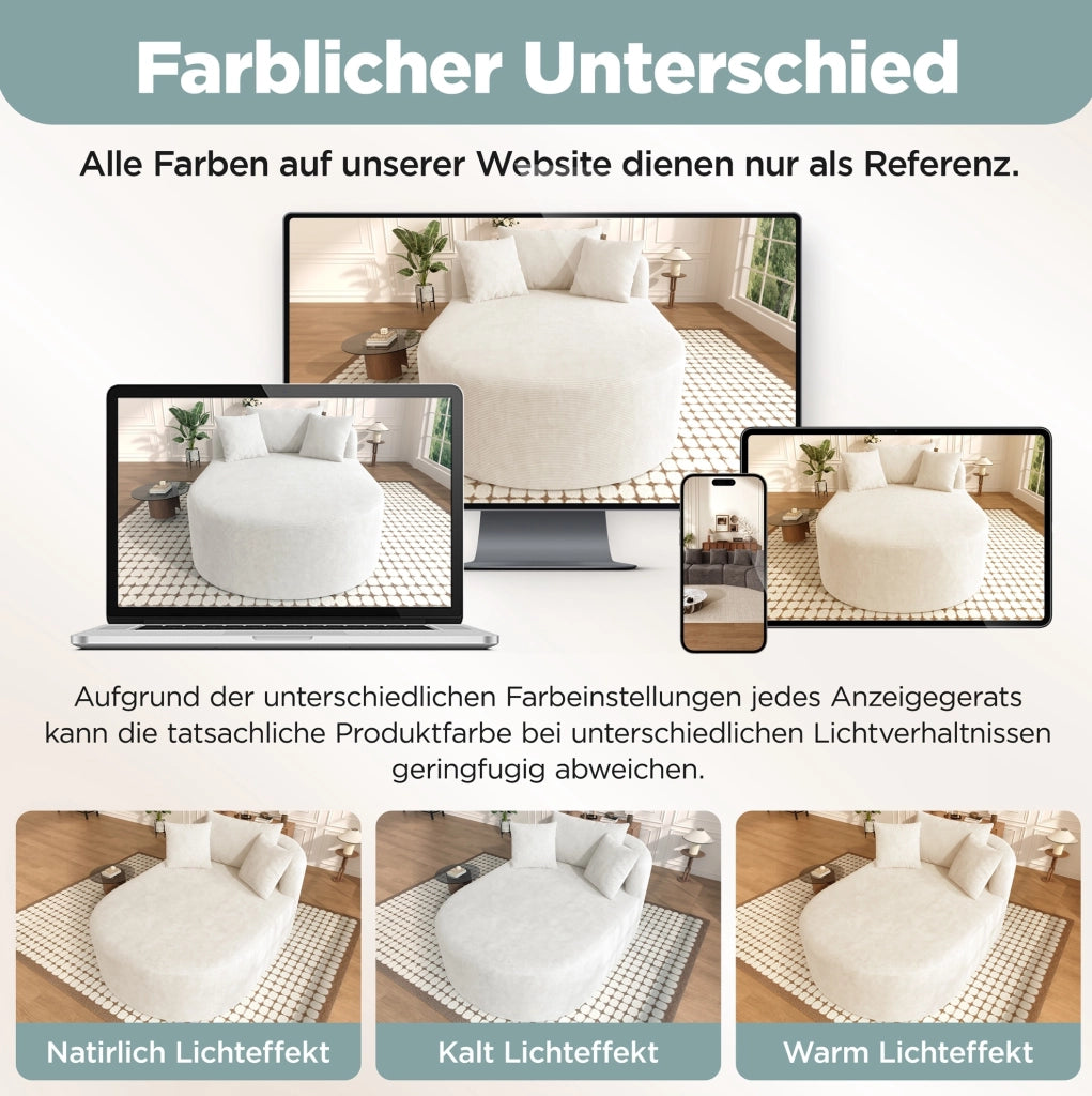 POLTRONA RELAX Ovale 170x112,5x83 cm in Tessuto a Coste Beige Chiaro