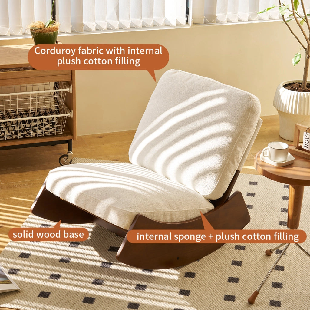 Poltrona Dondolo Relax ¨C MINIMAL ¨C Tessuto, Struttura in Legno