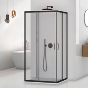 Box doccia 3 lati 70x120x70 in vetro temperato trasparente doppio scorrevole con profili neri Tay