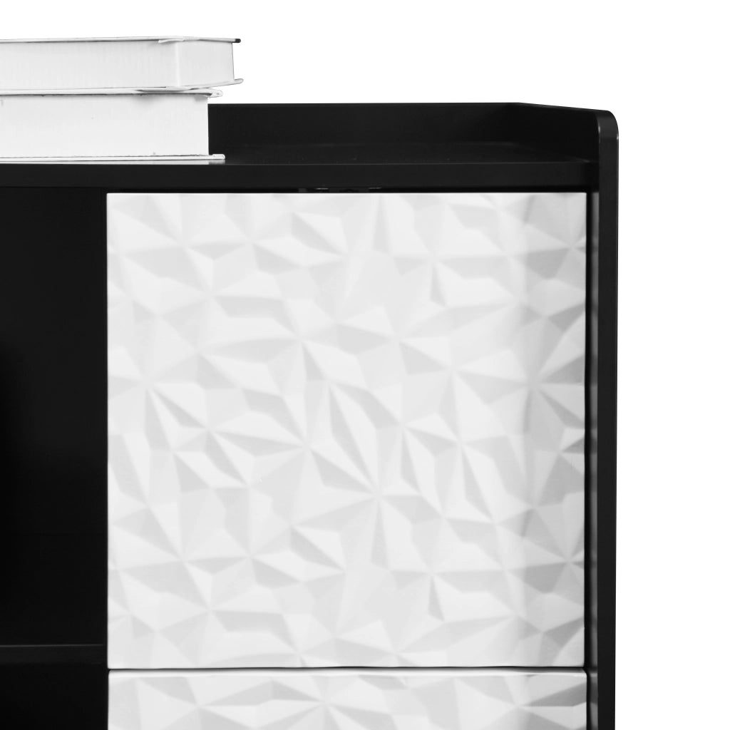 Credenza da cucina con 2 cassetti; vano chiuso e vani aperti in MDF nero e blu 40 × 90 × 80 cm