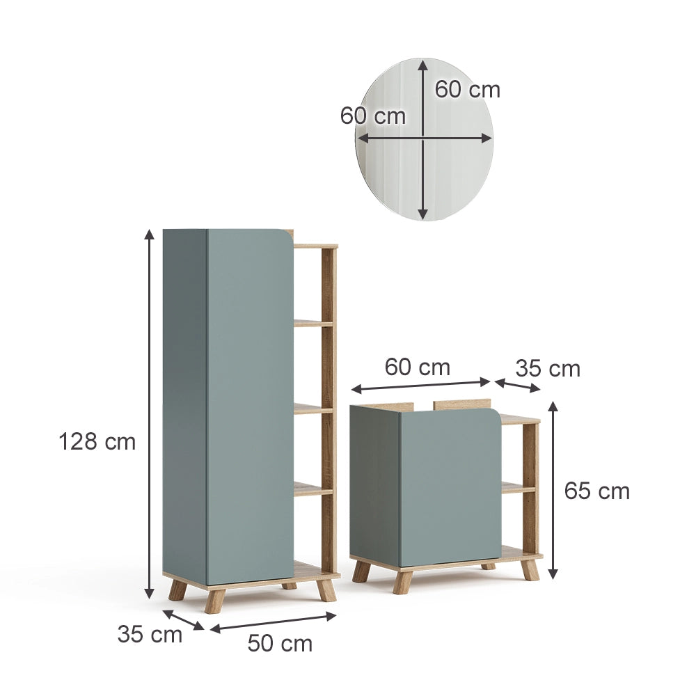 Vicco Set di mobili da bagno Grigio-blu 3 parti